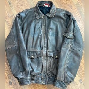 Rare Quality Goods Heavy Duty Vintage Men's Brown Leather Bomber Jacket Size S